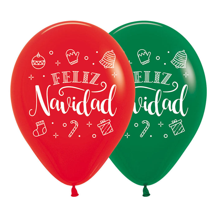 Globo Impreso Feliz Navidad Corona R12 x 50 Unidades Sempertex
