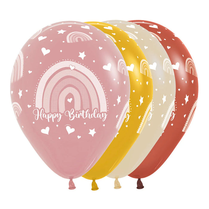 Globos Infinity Happy Birthday Arcoiris R12 X 50 Globos