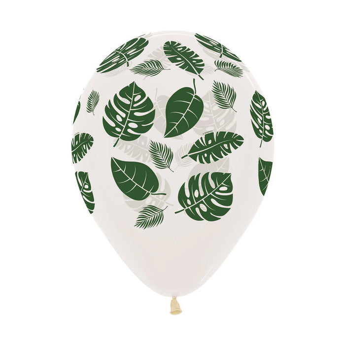 Globo Hojas Verde Selva Cristal Transparente R12 X 12 Globos