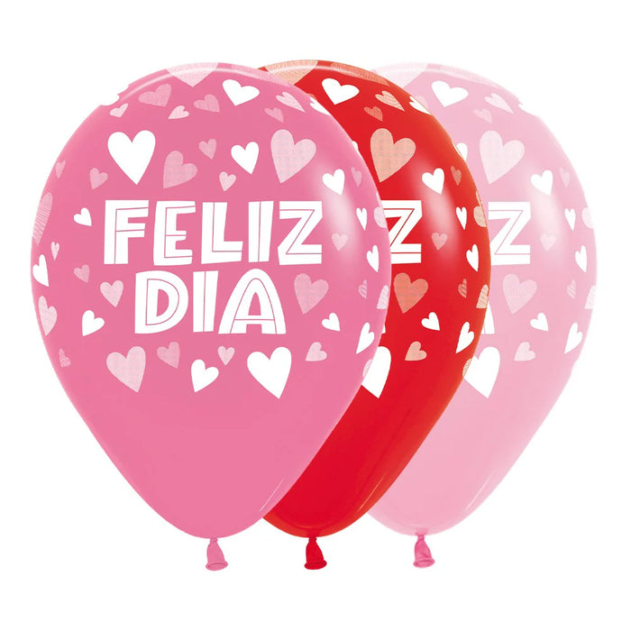 Globo infinity Feliz Dia Corazones Pop Surtido R12 x 12 unidades Sempertex