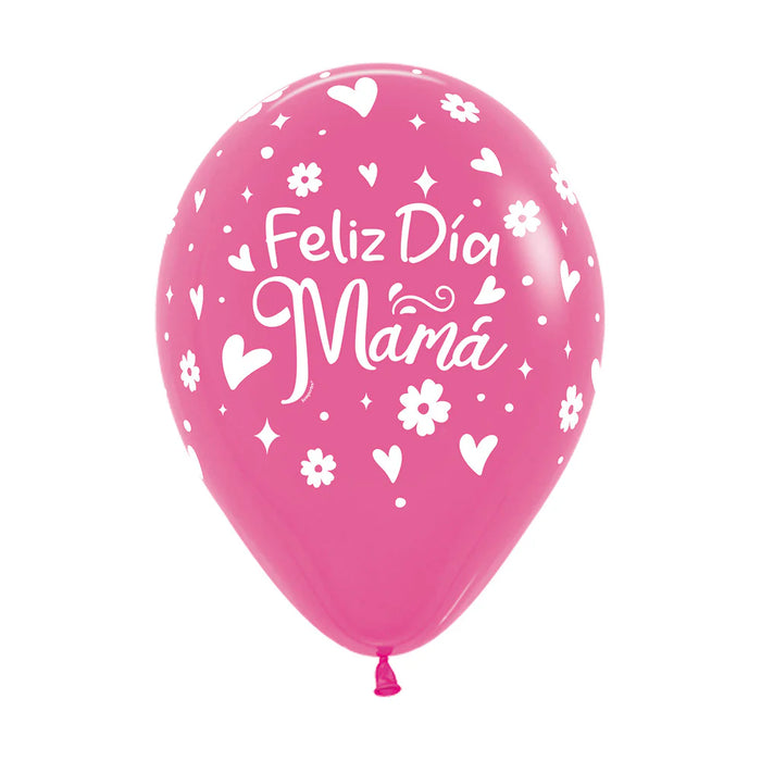 Globo Feliz Dia Mamá Margaritas Fashion Surtido R12 X 50 Globos Sempertex