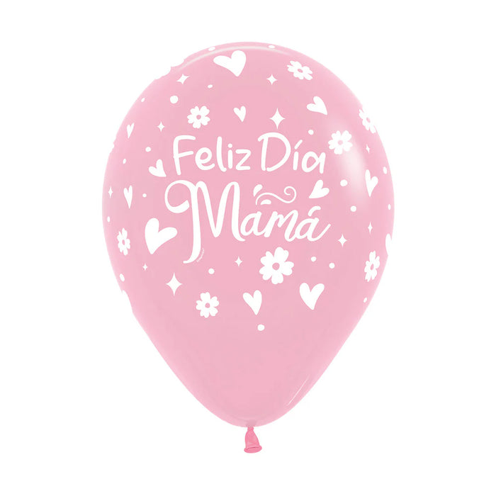 Globo Feliz Dia Mamá Margaritas Fashion Surtido R12 X 12 Unidades Sempertex
