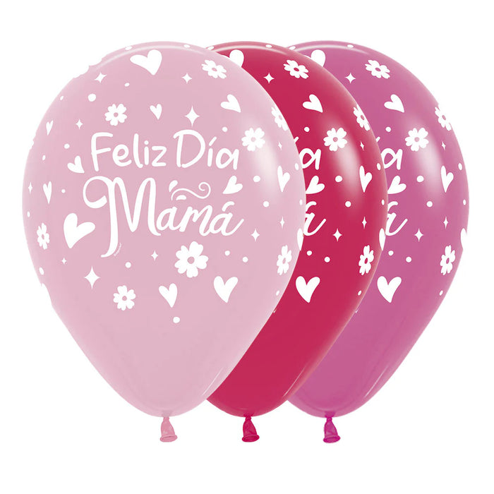 Globo Feliz Dia Mamá Margaritas Fashion Surtido R12 X 50 Globos Sempertex
