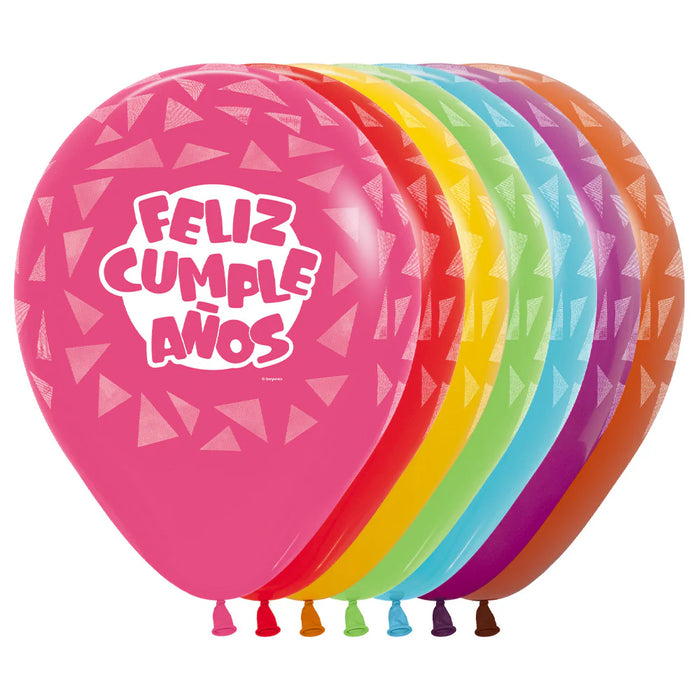 Globo Infinity Feliz Cumpleaños Triangulos Coloridos Fashion Surtido R12 X 50 Unidades Sempertex