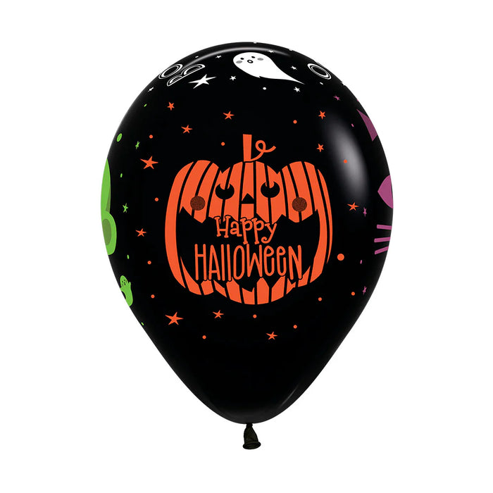 Globo Happy Halloween Friends Fashion Negro R12 x 50 unidades Sempertex