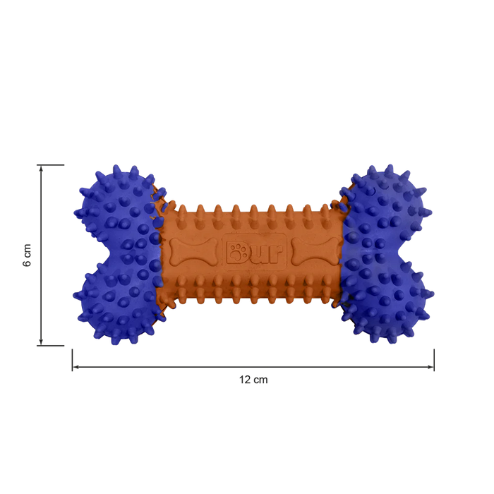 Juguete Hueso Pequeño Naranja/Azul Rey Para Macotas x 1 Unidad