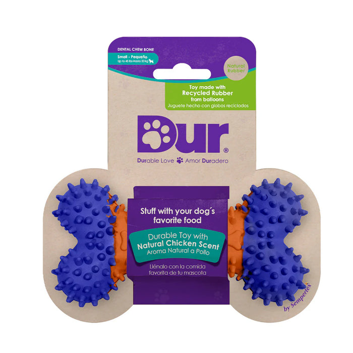 Juguete Hueso Pequeño Naranja/Azul Rey Para Macotas x 1 Unidad