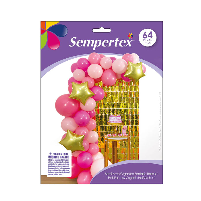 Semiarco Organico De Globos Fantasia Rosa 64 Piezas Sempertex