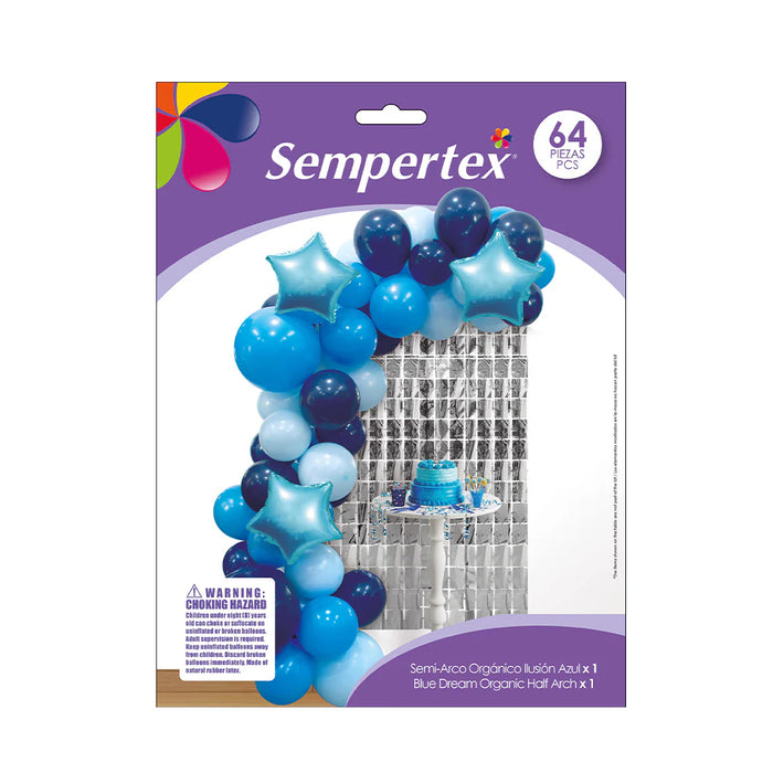 Semiarco Organico De Globos Ilusion Azul 64 Piezas Sempertex