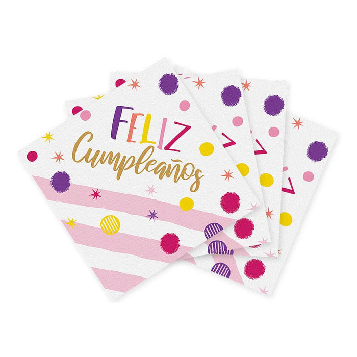 Servilleta Pequeña Feliz Cumpleaños Fiesta Destellos x 16 Unidades