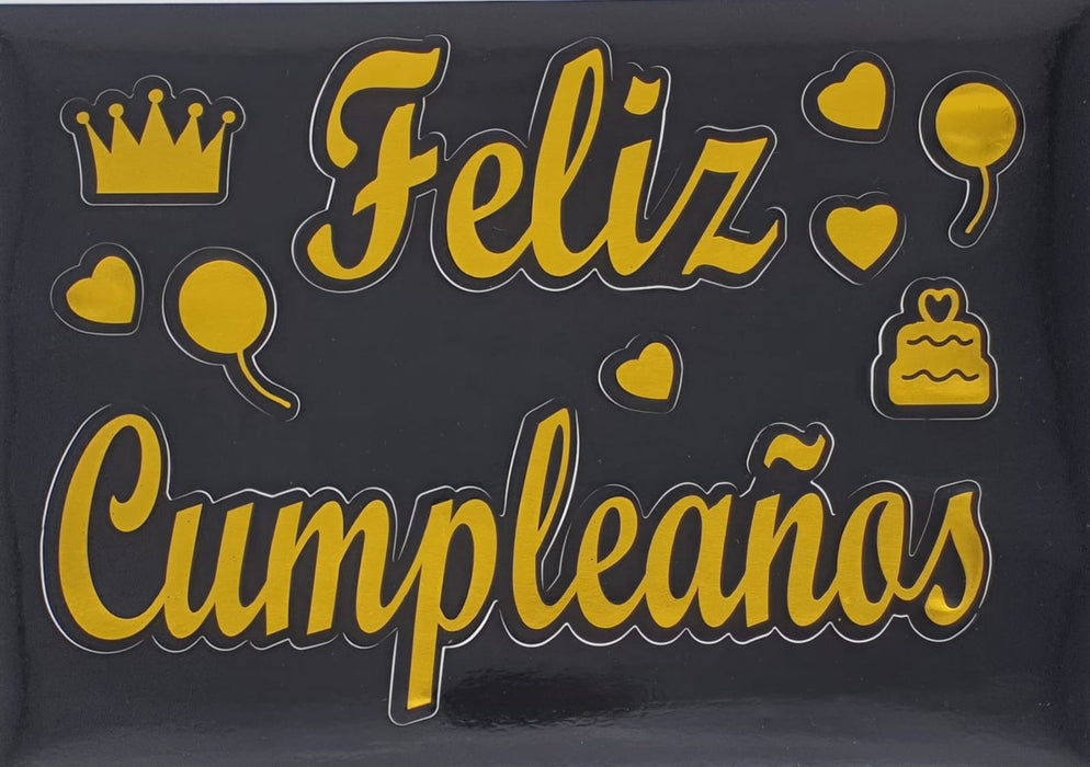 Sticker para Globo Feliz Cumpleaños Dorado 28 x 20 cm X 1 Unidad