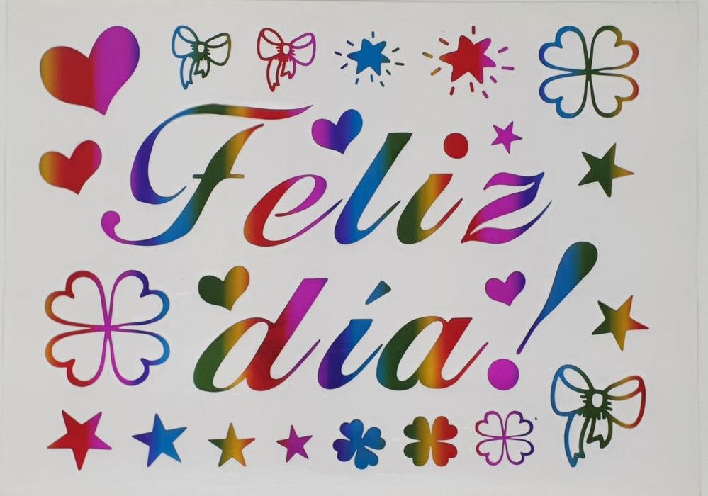 Sticker para Globo Feliz Dia Multicolor  28 X 20 CM X 1 Unidad