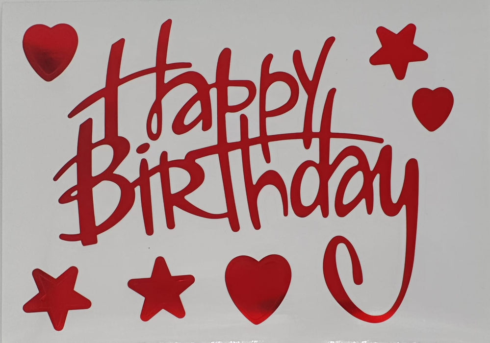 Sticker para Globo Happy Birthday Rojo  28 X 20 CM X 1 Unidad