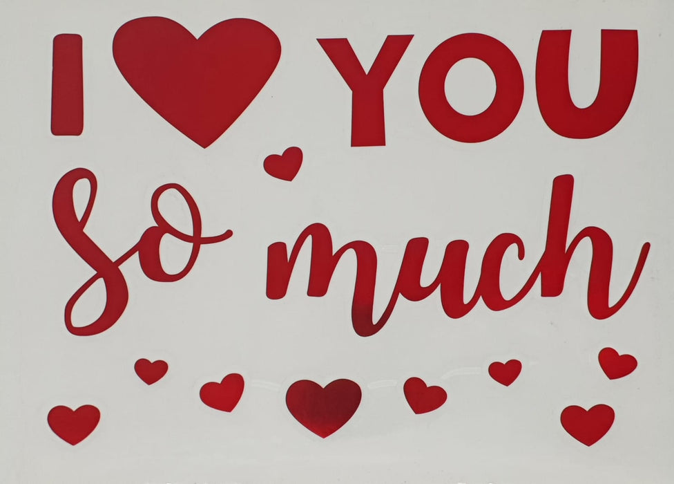 Sticker para Globo I Love You So Much Rojo  28 X 20 CM X 1 Unidad