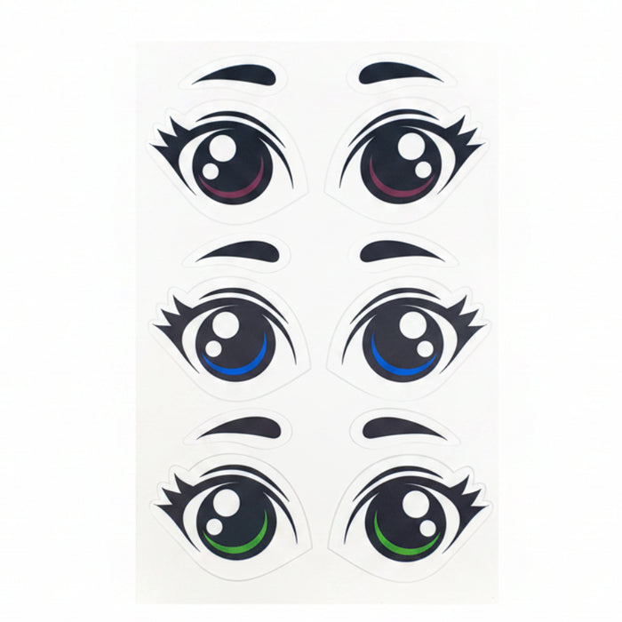 Sticker para Globo Ojos Brillantes Multicolor con Cejas  28 x 20 CM X 1 Unidad