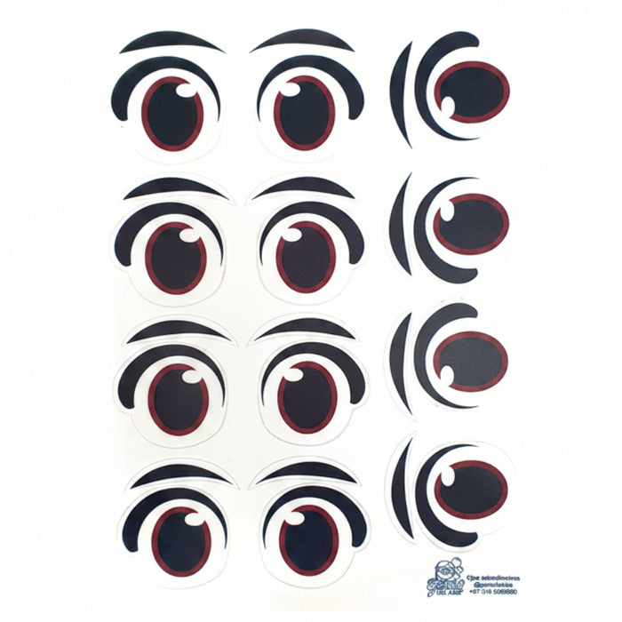 Sticker para Globo Ojos Cafe con Cejas  28 x 20 CM X 1 Unidad