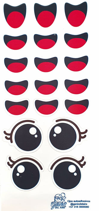 Sticker para Globo Sonrisa y Ojos Redondos 24 x 10 CM X 1 Unidad
