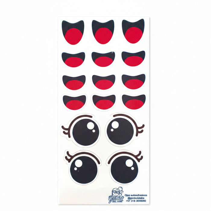 Sticker para Globo Sonrisa y Ojos Redondos 24 x 10 CM X 1 Unidad