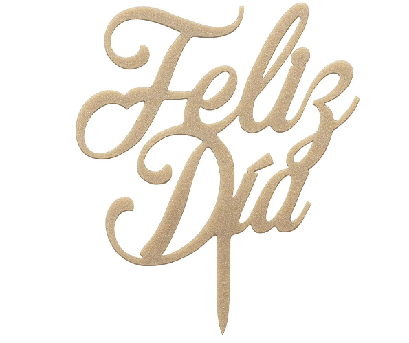 Topper Para Torta Feliz Día Dorado X 1 Unidad Sempertex