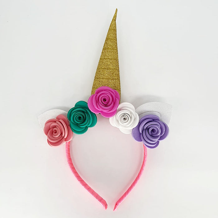 Tiara  Unicornio Flores X Unidad