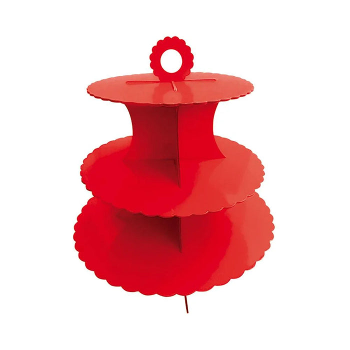 Torre Base para Cupcakes 3 Niveles Rojo Sempertex x 1 Unidad