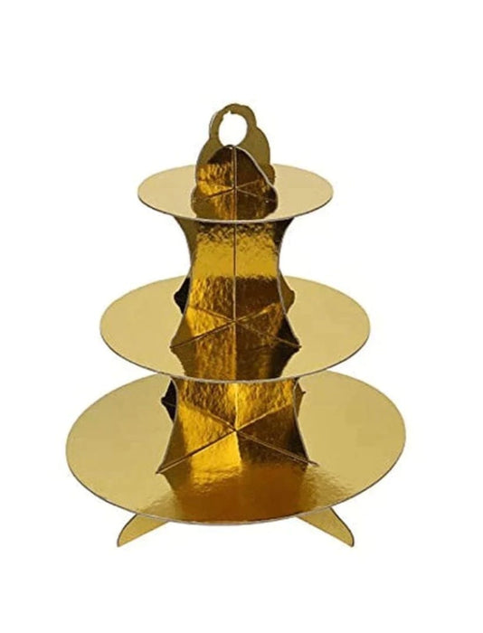 Torre Base para Cupcakes 3 Niveles Dorado