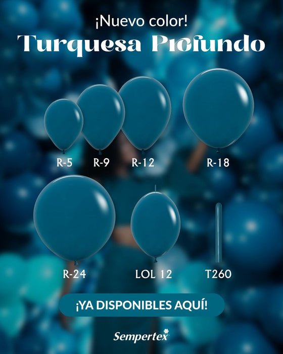 Globo Turquesa Profundo Fashion R12 X 12 Unidades Sempertex