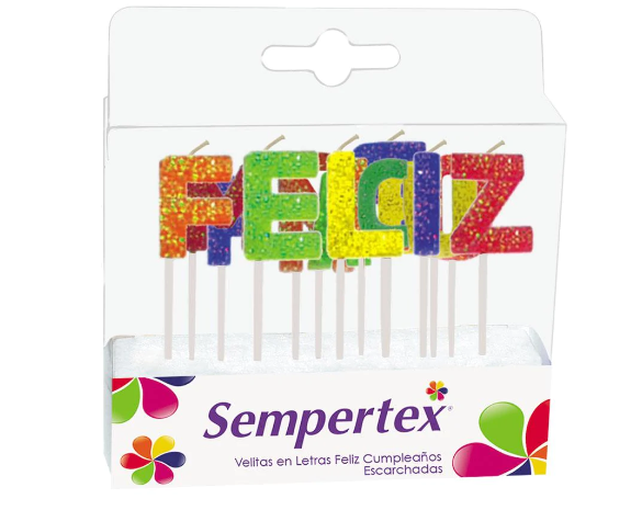 Velita Letras Feliz Cumpleaños Escarchada X 1 Unidades Sempertex