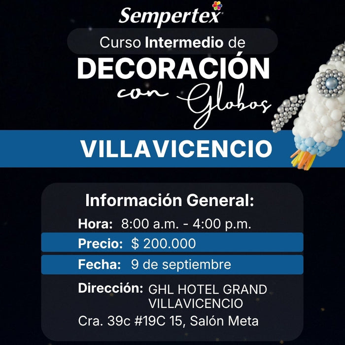 Curso intermedio En decoracion Con Globos Villavicencio 9 De Septiembre 2026