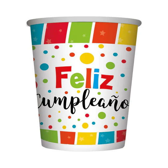 Vaso 9 Oz Feliz Cumpleaños Multicolor X 8 Unidades Sempertex
