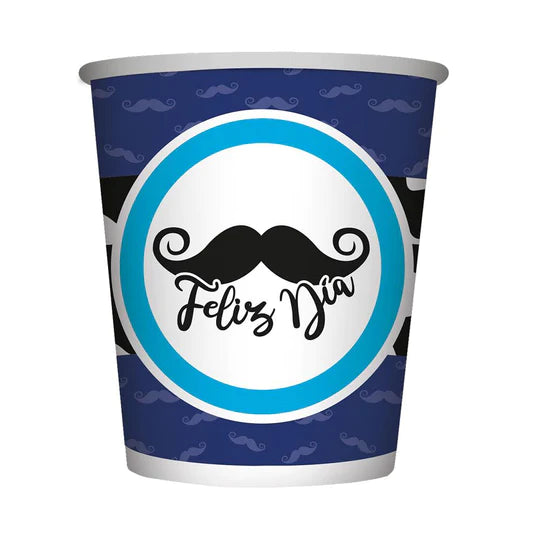 Vaso 9 Oz Feliz Día Bigotes X 8 Unidades Sempertex
