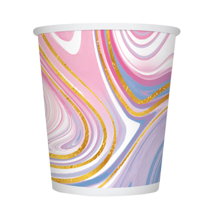 Vaso 9 Oz Marmoleado Rosa X 8 Unidades Sempertex