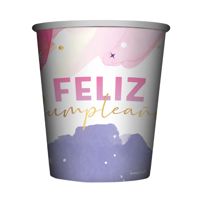 Vaso 9 Oz Fiesta Acuarela X 8 Unidades Sempertex