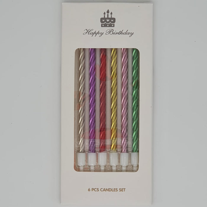 Vela en Espiral Color Metal Surtido X 6 Unidades