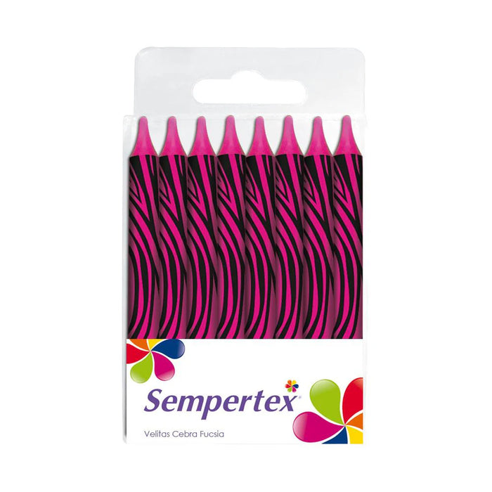 Velita Cebra Fucsia X 8 Unidades Sempertex