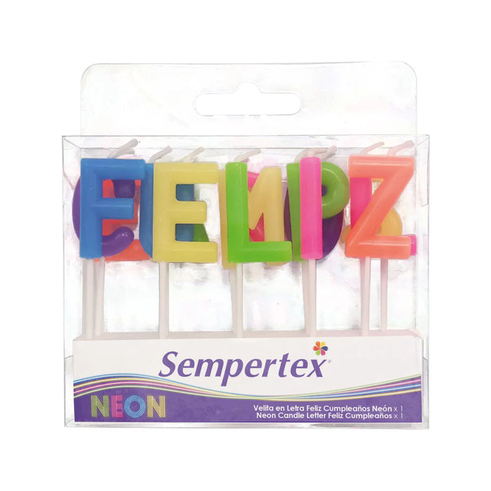 Velita Letras Feliz Cumpleaños Neon X 1 Unidad Sempertex