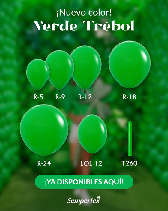 UNIDAD de Globo Verde Trebol Fashion R12 X UNIDAD