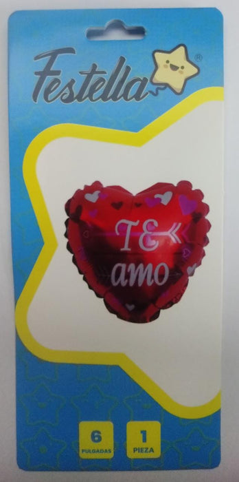Globo Metalizado Corazon 6" Te Amo Ref. 1 x 1
