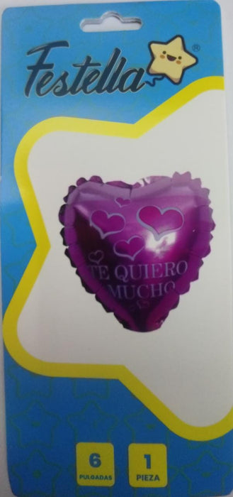 Globo Metalizado Corazon 6" Te Quiero Mucho Ref. 6 x 1
