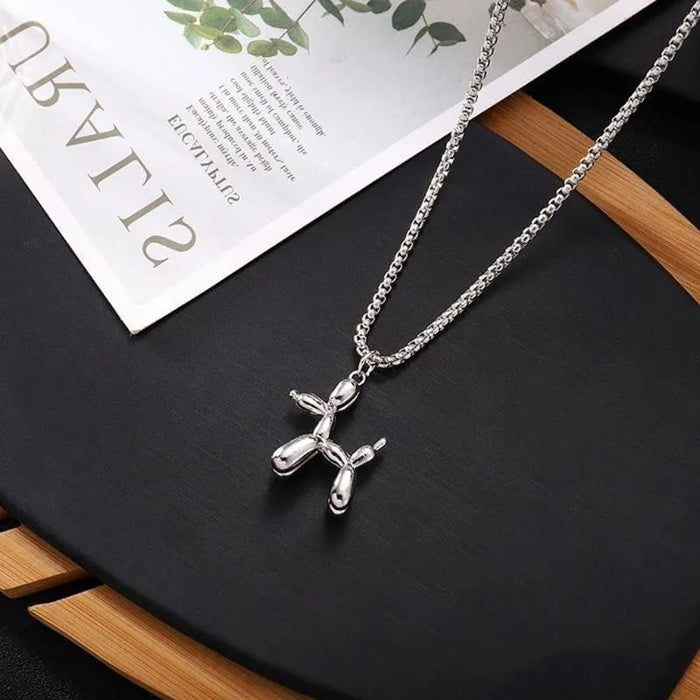 Cadena con Dije Balloon Dog Plateado