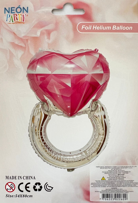 Globo Metalizado Anillo Corazón 24”