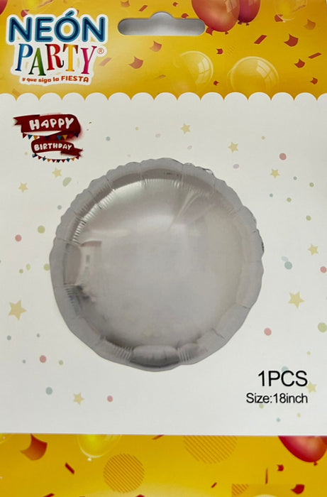 Globo Metalizado Redondo 18” Plateado