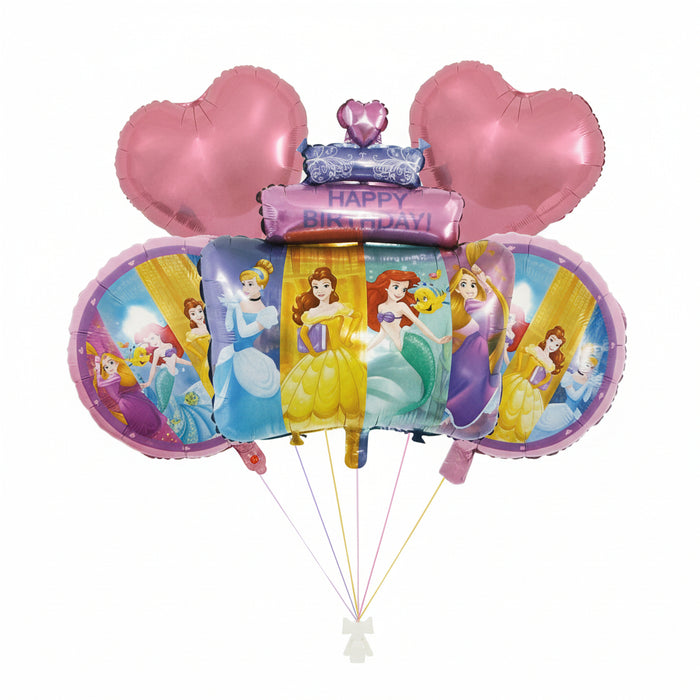 Bouquet de Globos Princesas Happy Birthay x 5 Piezas