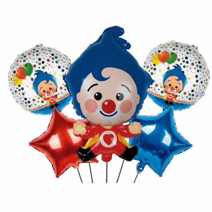 Bouquet de Globos Payaso Plim Plim x 5 Piezas