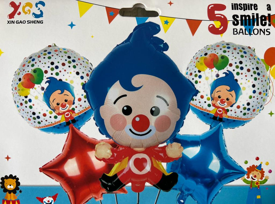 Bouquet de Globos Payaso Plim Plim x 5 Piezas