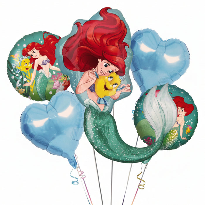 Bouquet de Globos la Sirenita Ariel x 5 Piezas