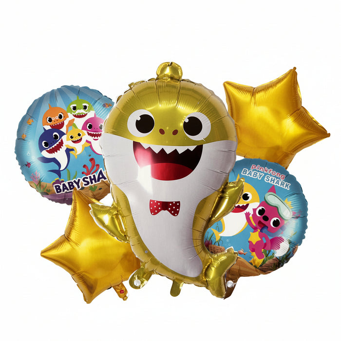 Bouquet de Globos de Baby Shark Yellow x 5 Piezas