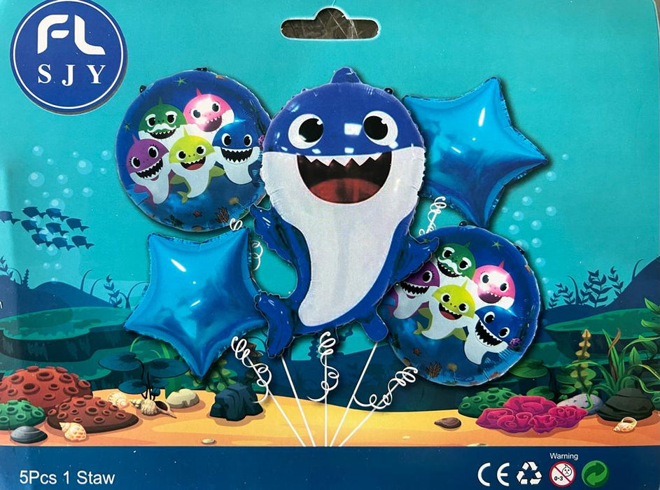 Bouquet de Globos de Baby Shark Blue x 5 Piezas