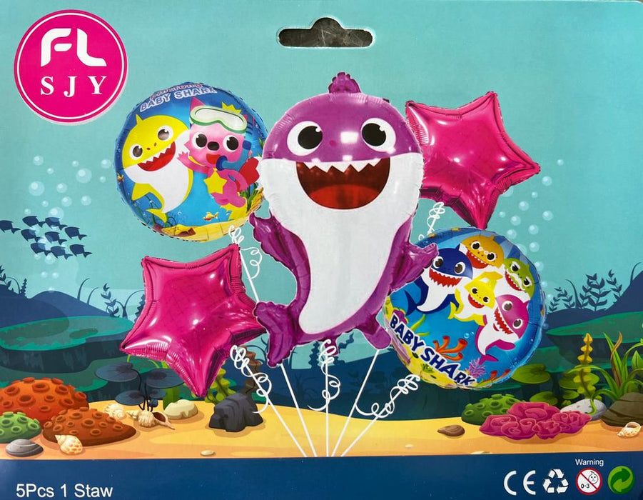 Bouquet de Globos de Baby Shark Pink x 5 Piezas