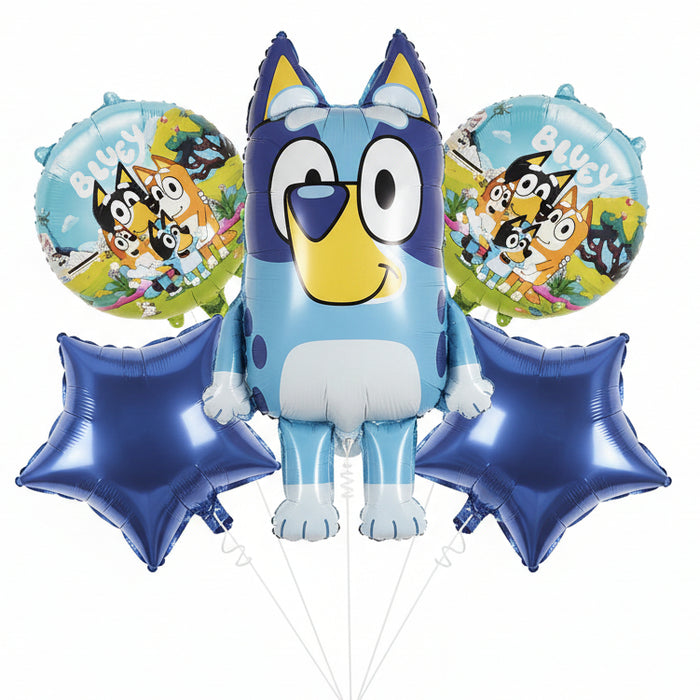 Bouquet de Globos Bluey Bandit Heeler x 5 Piezas
